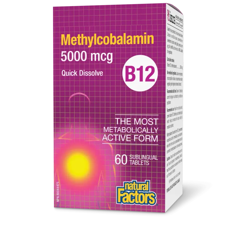 NATURAL FACTORS B12 (METHYLCOBALAMIN) 5000MCG 60 SUBLINGUAL TABS