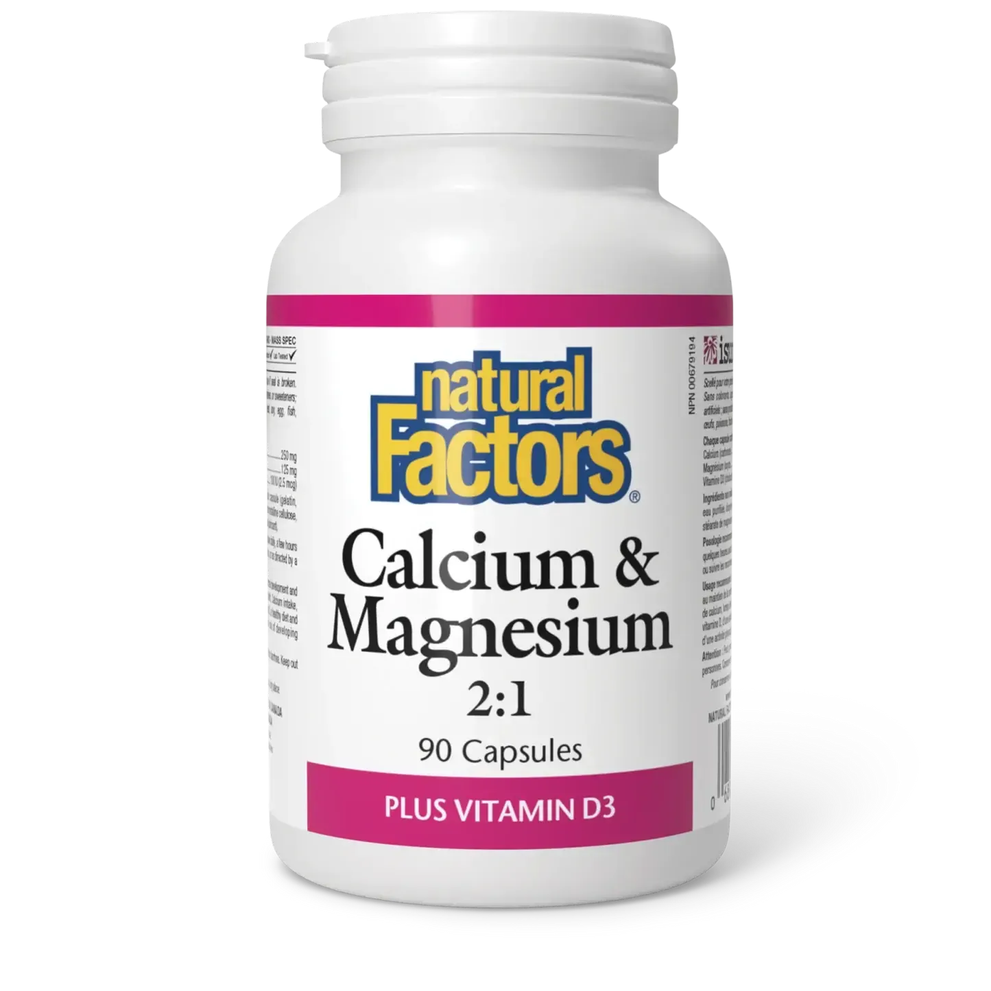 NATURAL FACTORS CALCIUM &amp; MAGNESIUM 2:1 (PLUS D3) 90 CAPS