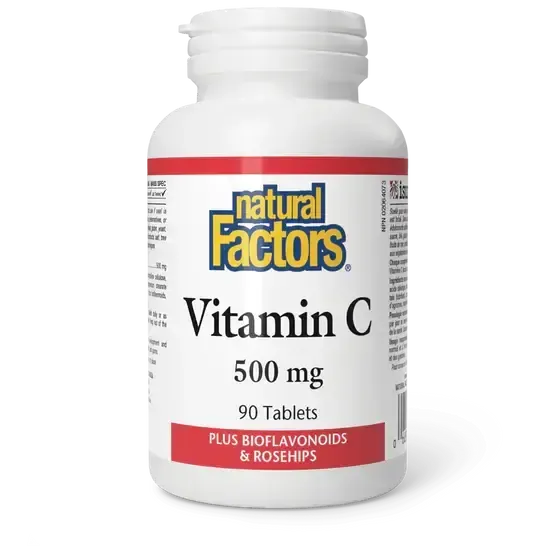 NATURAL FACTORS VITAMIN C 500MG W/ BIOFLAVONOIDS AND ROSEHIPS 90 TABS