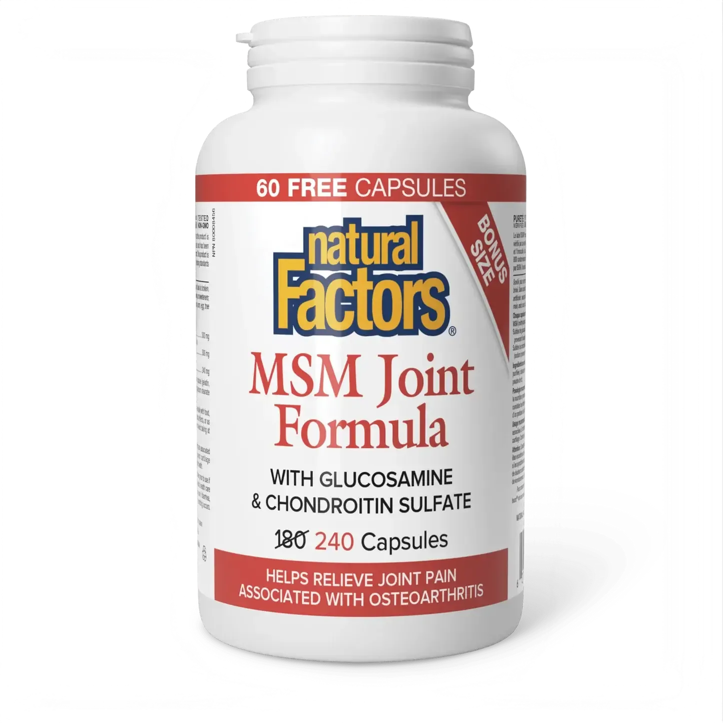 NATURAL FACTORS MSM JOINT FORMULA 240 CAPS (BONUS SIZE)