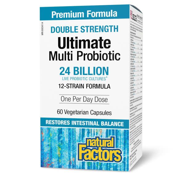 NATURAL FACTORS ULTIMATE MULTI PROBIOTIC DOUBLE STRENGTH (24 BILLION CFU) 60 VEGICAPS
