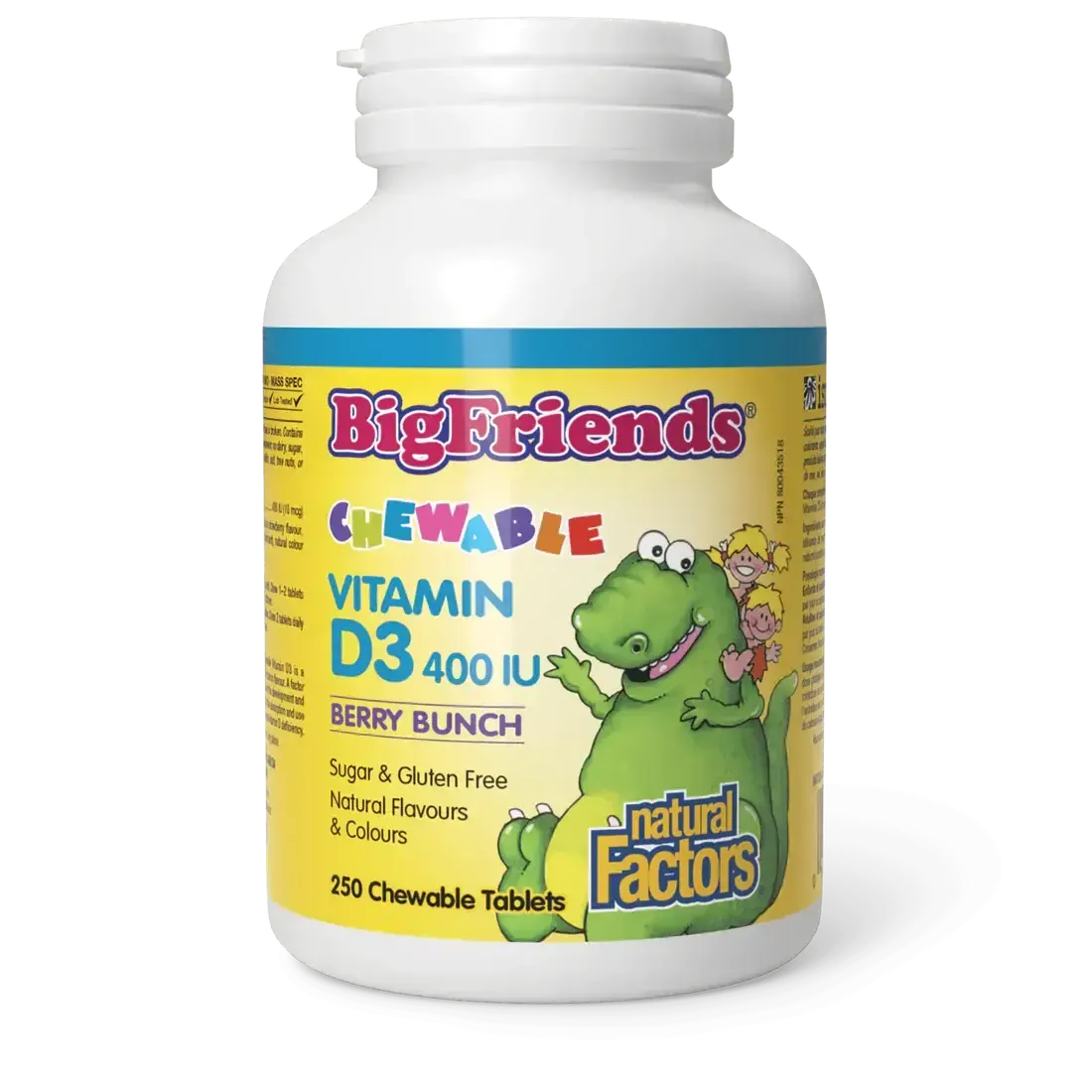 NATURAL FACTORS BIG FRIENDS VITAMIN D3 400 IU 250 CHEWABLE TABS (BERRY BUNCH)