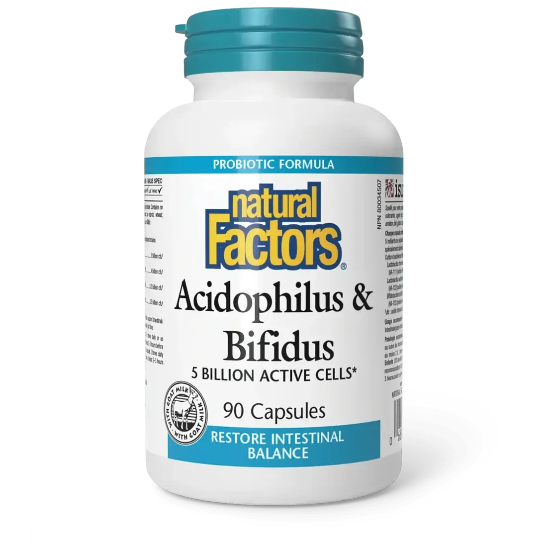 NATURAL FACTORS ACIDOPHILUS &amp; BIFIDUS (5 B CFU) 180 CAPS
