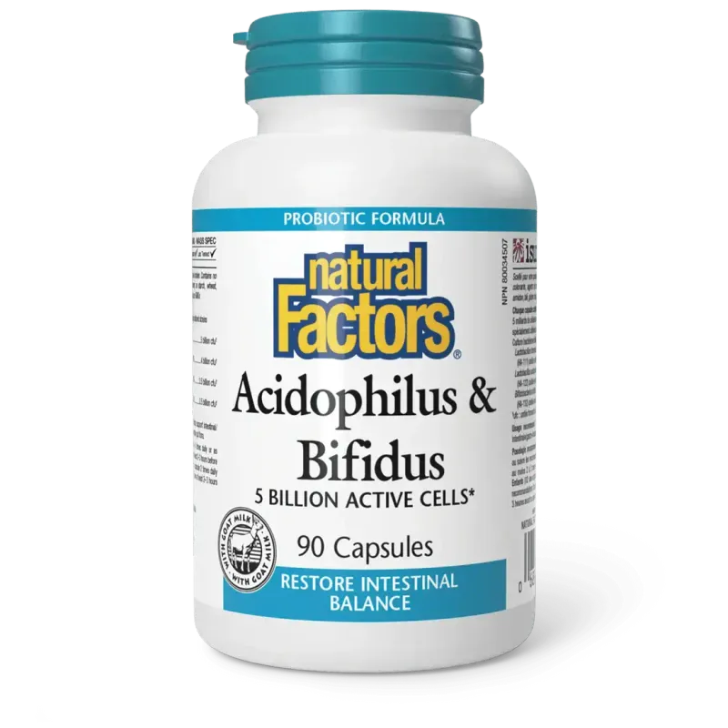 NATURAL FACTORS ACIDOPHILUS &amp; BIFIDUS (5 B CFU) 180 CAPS