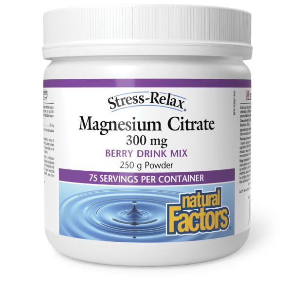 NATURAL FACTORS MAGNESIUM CITRATE POWDER 250G BERRY