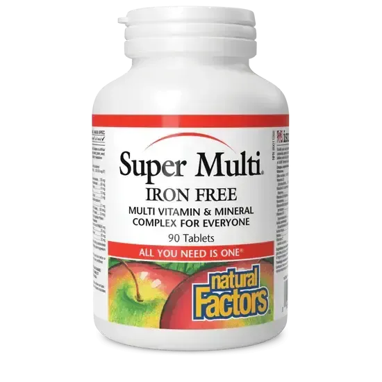 NATURAL FACTORS SUPER MULTI IRON FREE 90 TABS