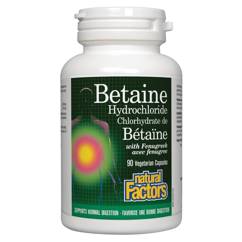 NATURAL FACTORS BETAINE HCL (WITH FENUGREEK) 90 VEGICAPS