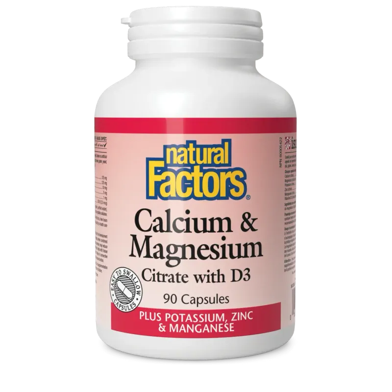 NATURAL FACTORS CALCIUM MAGNESIUM CITRATE + D3 90 CAPS