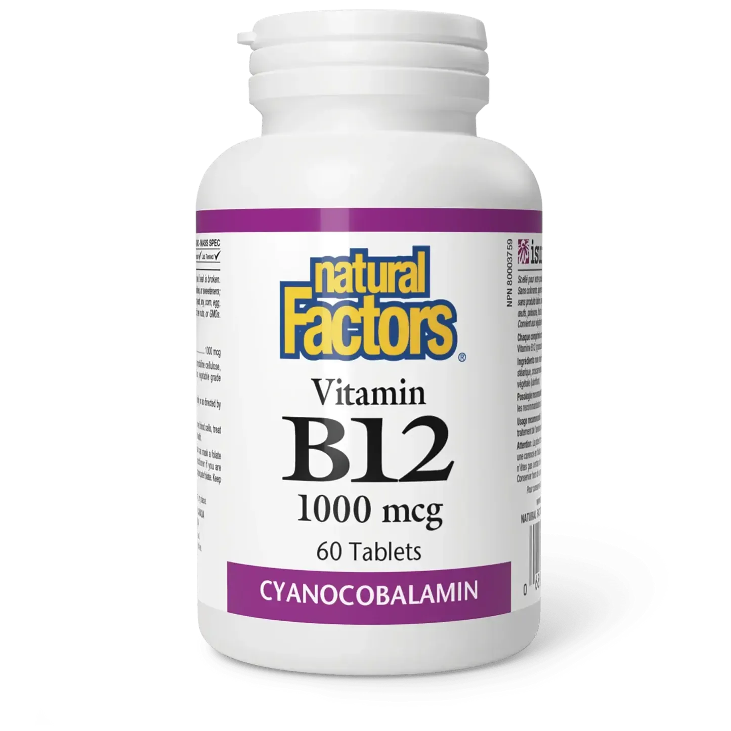 NATURAL FACTORS B12 (CYANOCOBALAMIN) 1000MCG 60 TABS