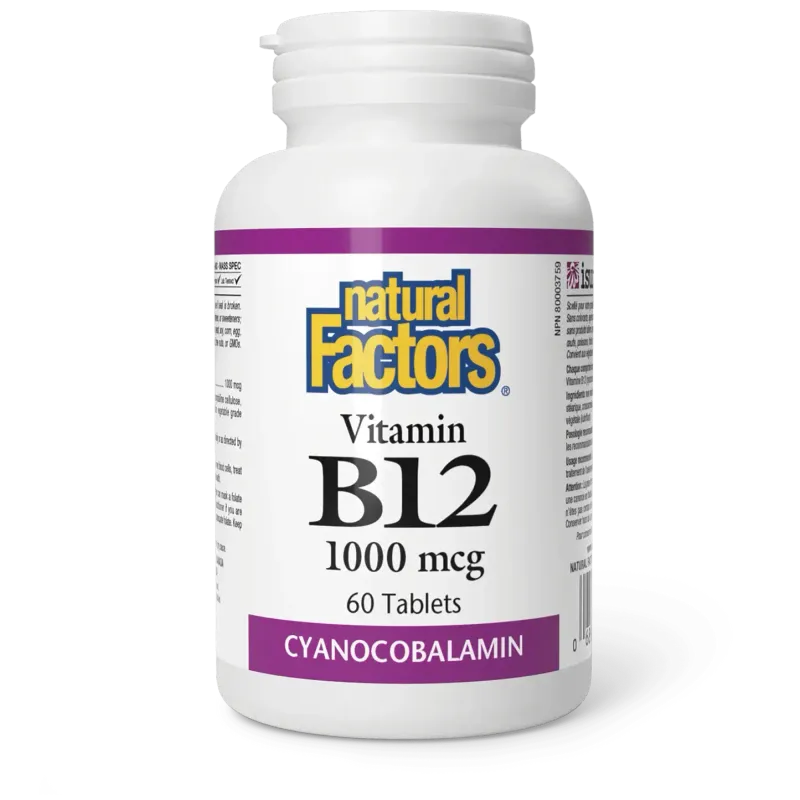 NATURAL FACTORS B12 (CYANOCOBALAMIN) 1000MCG 60 TABS
