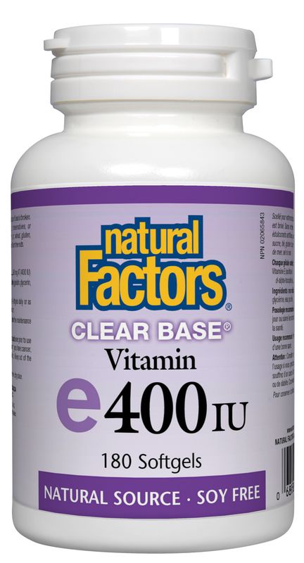NATURAL FACTORS CLEAR BASE VITAMIN E 400IU 180 SOFTGELS