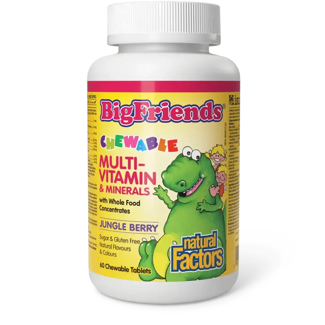 NATURAL FACTORS BIG FRIENDS MULTI WITH MINERAL 60 CHEWABLE TABS (JUNGLE BERRY)