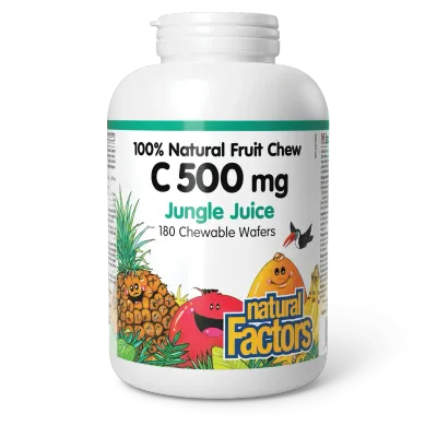 NATURAL FACTORS C 500MG (JUNGLE JUICE) 180 CHEWABLE WAFERS NATURAL FACTORS C 500MG (JUNGLE JUICE) 180 CHEWABLE WAFERS
