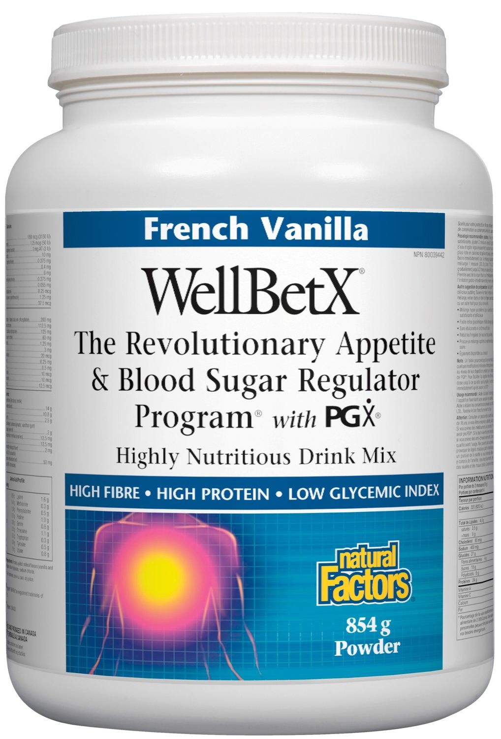 NATURAL FACTORS WELLBETX FRENCH VANILLA (WHEY) 854G
