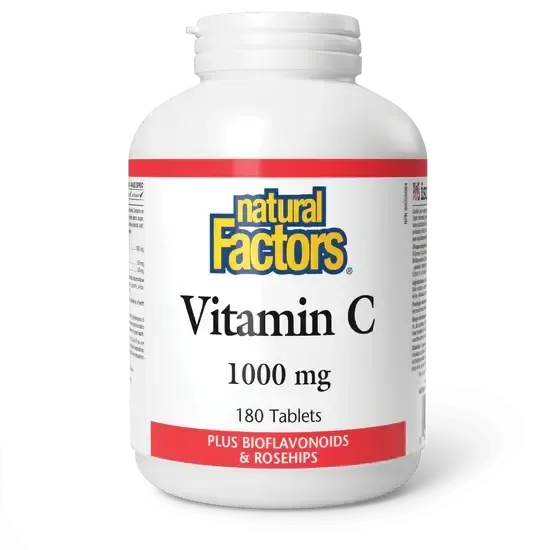 NATURAL FACTORS VIT C 1000MG W/ BIOFLAVONOIDS &amp; ROSEHIPS 180 TABS