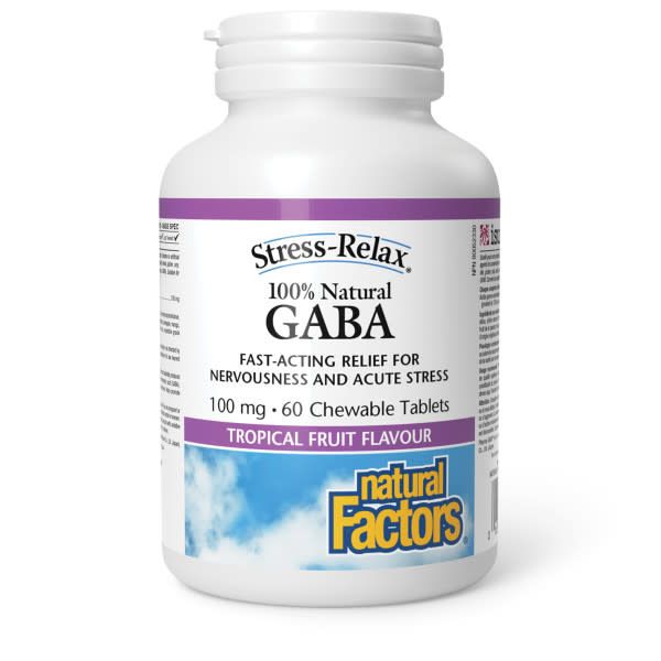 NATURAL FACTORS GABA TROPICAL FRUIT (100MG) 60 CHEWABLE TABS