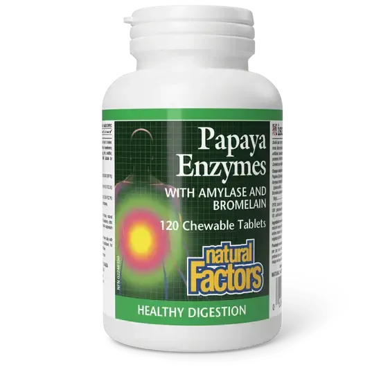 NATURAL FACTORS PAPAYA ENZYMES 120 CHEWABLE TABS