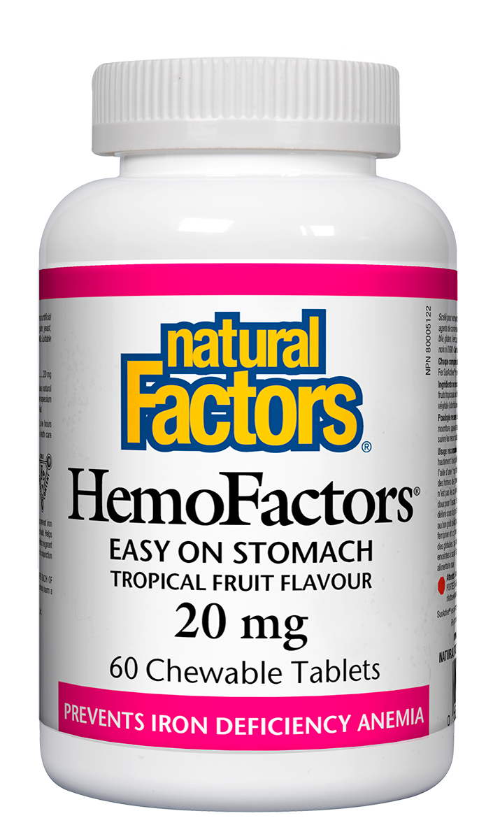 NATURAL FACTORS HEMOFACTORS IRON (20MG) 60 CHEWABLE TABS