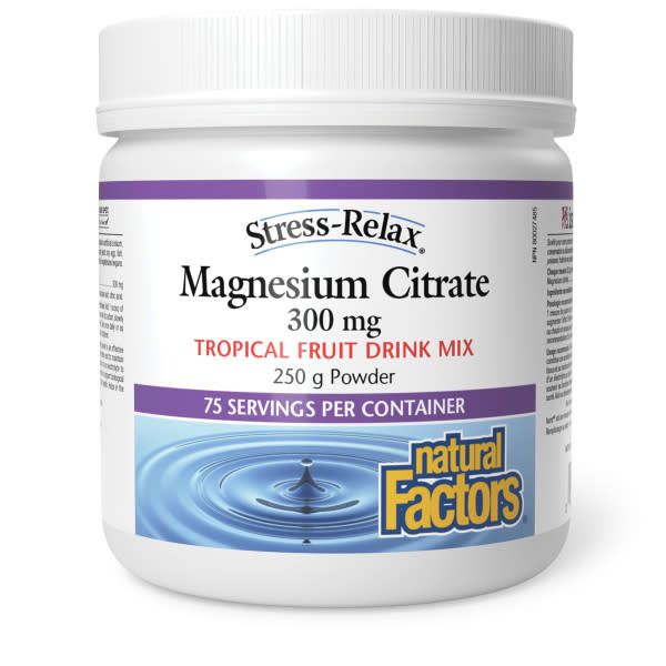 NATURAL FACTORS MAGNESIUM CITRATE 300 MG POWDER TROPICAL FRUIT 250G