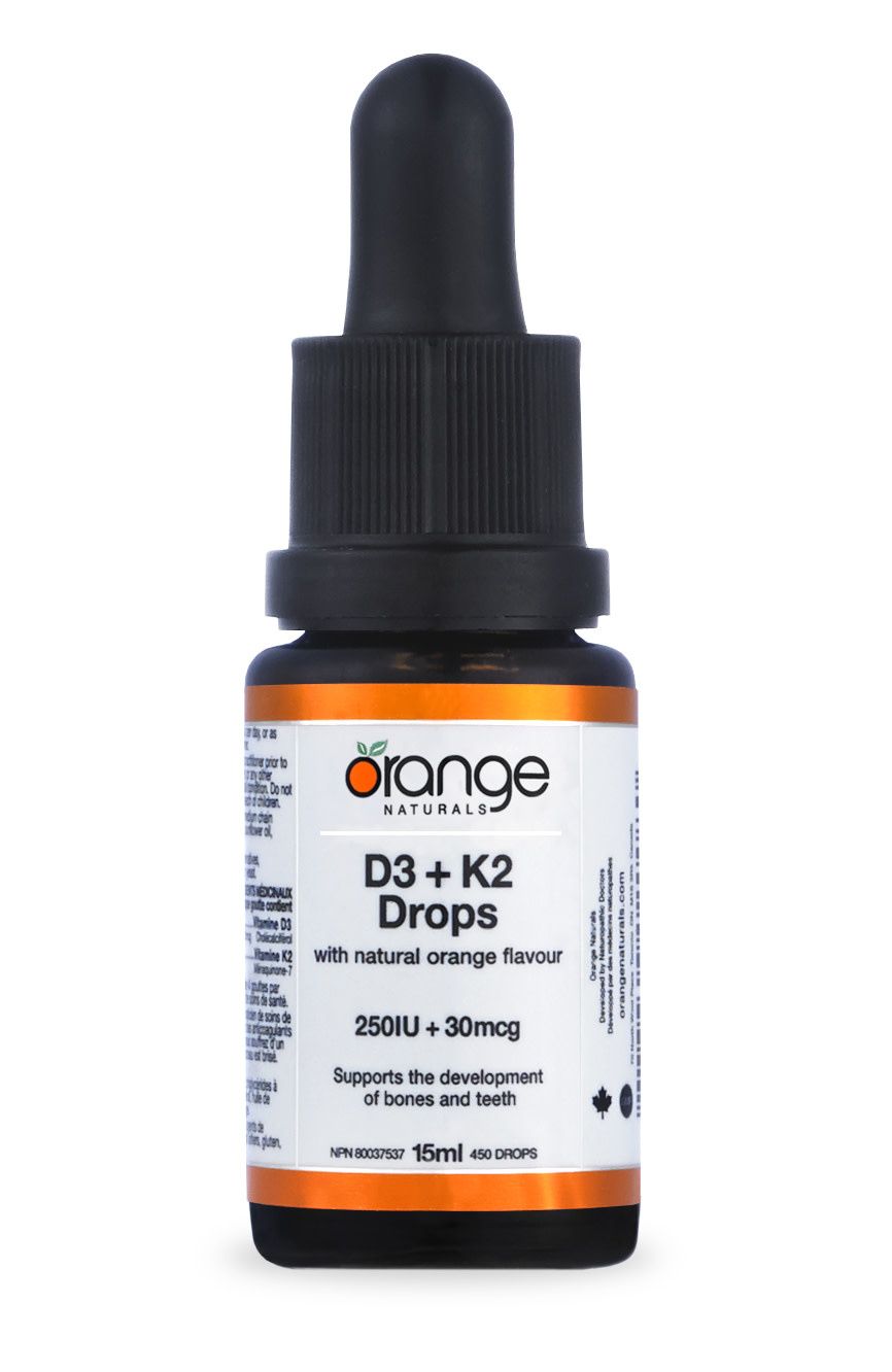 ORANGE D3+K2 DROPS 250IU/30MCG, ORANGE FLAVOUR MCT 15ML