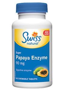 SWISS NATURAL SUPER PAPAYA ENZYME 90MG 90 CHEWABLE TABS