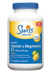 SWISS NATURAL CALCIUM &amp; MAGNESIUM 2:1 60 CHEWABLE TABS