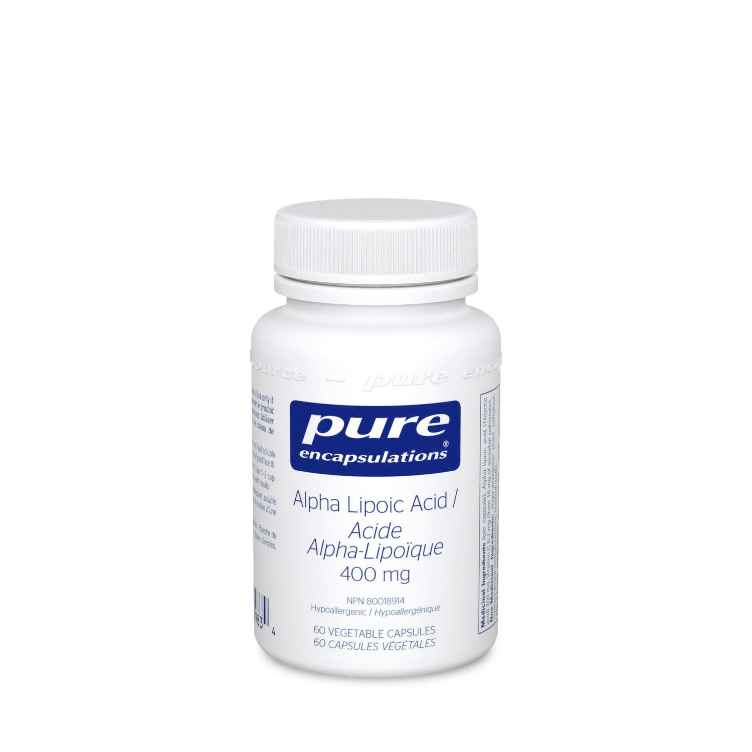 PURE ENCAPSULATIONS ALPHA LIPOIC ACID 400MG 60 VEGICAPS