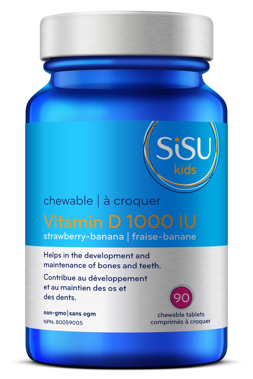SISU VITAMIN D3 KIDS 1000IU 90 STRAWBERRY-BANANA CHEWABLE TABS
