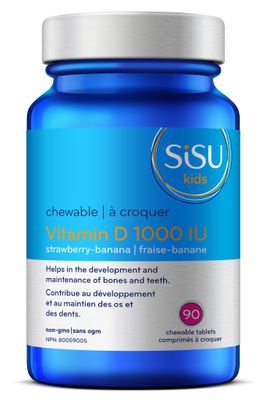 SISU VITAMIN D3 KIDS 1000IU 90 STRAWBERRY-BANANA CHEWABLE TABS
