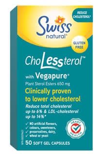 SWISS NATURAL CHOLESSTEROL WITH VEGAPURE 650MG 50 SOFTGELS