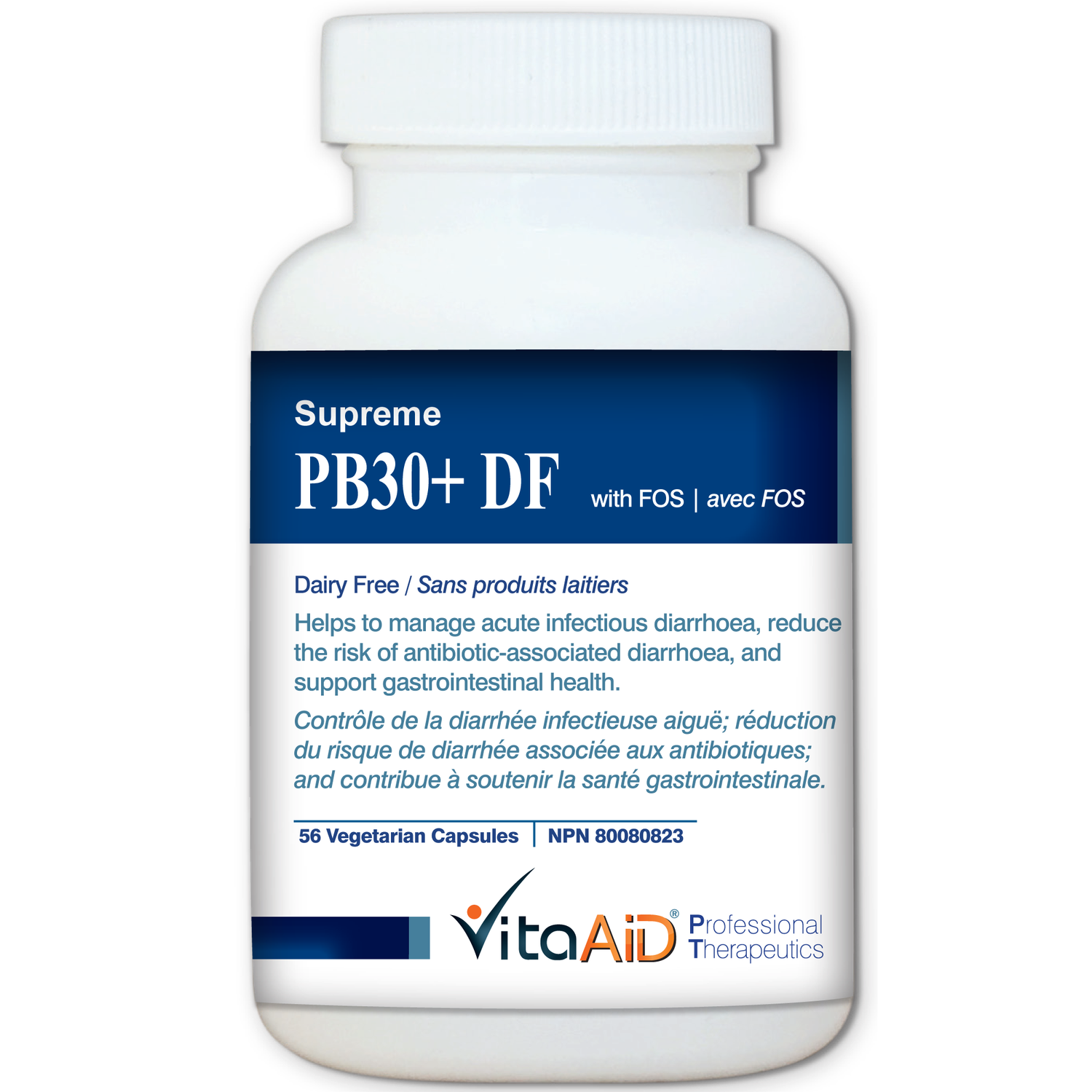 VITA AID SUPREME PB30+ DF --DAIRY FREE  (WITH FOS) PROBIOTIC 56 VEGICAPS