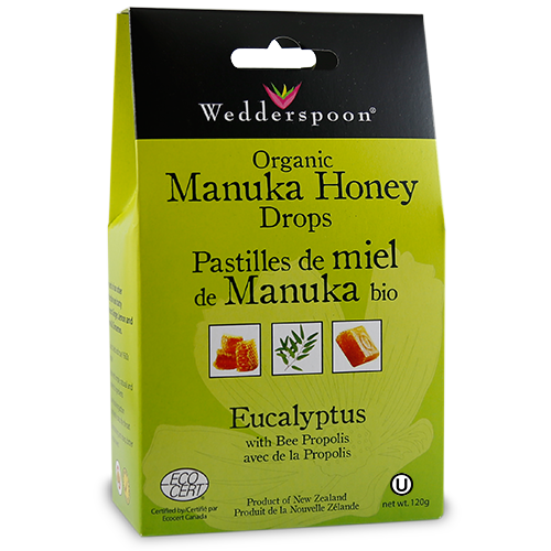 WEDDERSPOON ORGANIC MANUKA HONEY DROPS EUCALYPTUS &amp; BEE PROPOLIS 120G