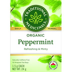 TRADITIONAL MEDICINALS ORGANIC PEPPERMINT TEA 16 BAGS