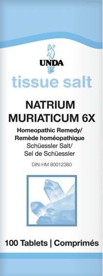 UNDA NATRUM MURIATICUM 6X TISSUE SALTS 100 TABS