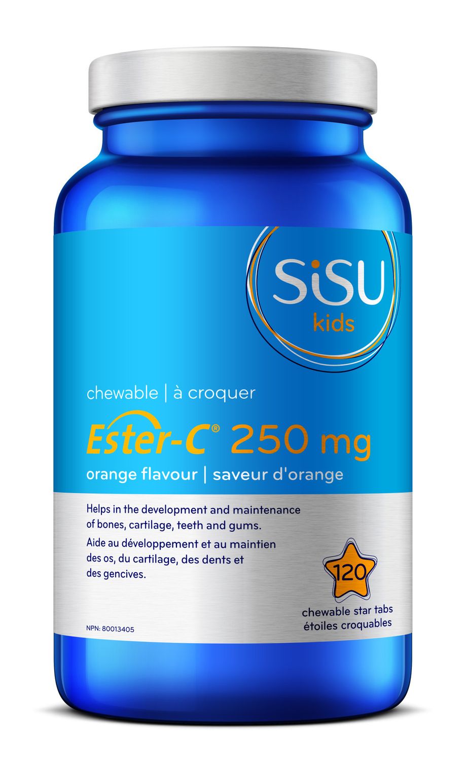SISU ESTER-C KIDS 250MG 120 ORANGE CHEWABLE STARS