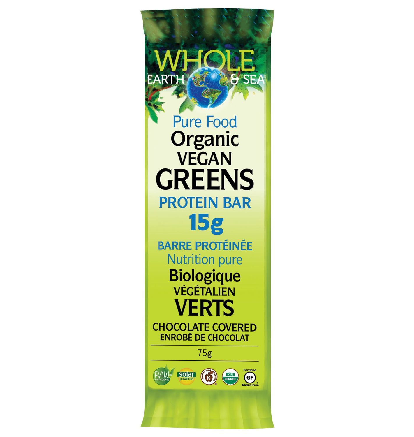 WHOLE EARTH &amp; SEA ORGANIC VEGAN GREENS PROTEIN BAR 75G