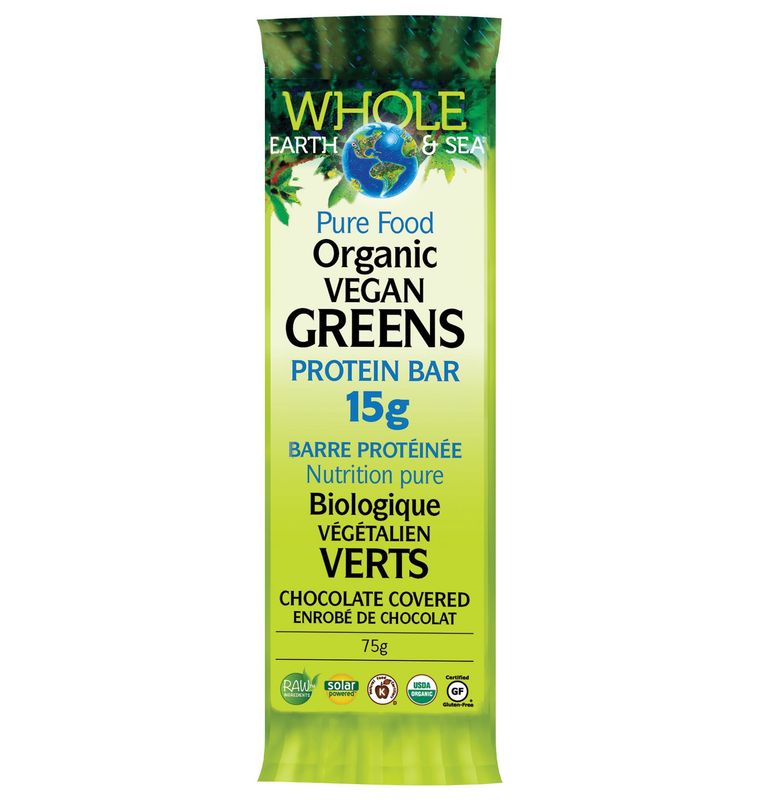 WHOLE EARTH &amp; SEA ORGANIC VEGAN GREENS PROTEIN BAR 75G