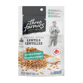 THREE FARMERS CRUNCHY LENTIL SNACK: SALT &amp; VINEGAR 140GR