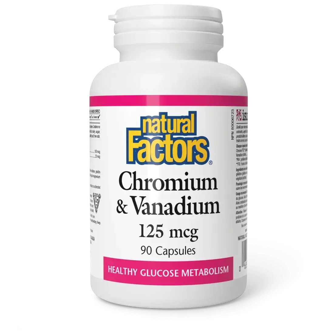 NATURAL FACTORS CHROMIUM &amp; VANADIUM 125MCG 90CAPS