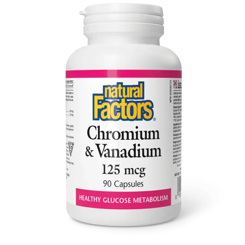 NATURAL FACTORS CHROMIUM &amp; VANADIUM 125MCG 90CAPS