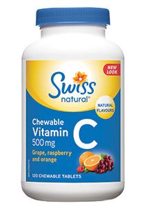 SWISS NATURAL VITAMIN C 500MG ASSORTED FLAVOUR 120 CHEWABLES