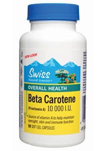 SWISS NATURAL BETA CAROTENE 10,000 IU 60 SOFTGELS