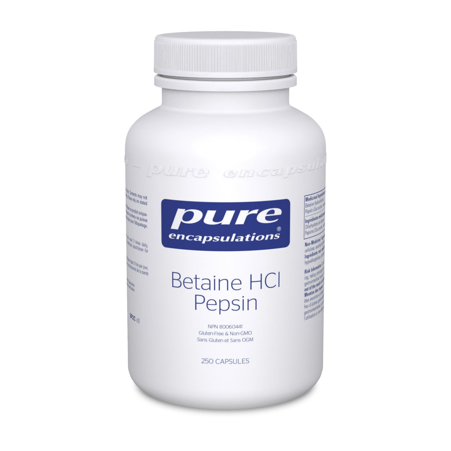 PURE ENCAPSULATIONS BETAINE HCL PEPSIN 250 VEGICAPS