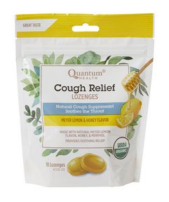 QUANTUM HEALTH COUGH RELIEF 18 LOZENGES MEYER LEMON AND HONEY FLAVOUR