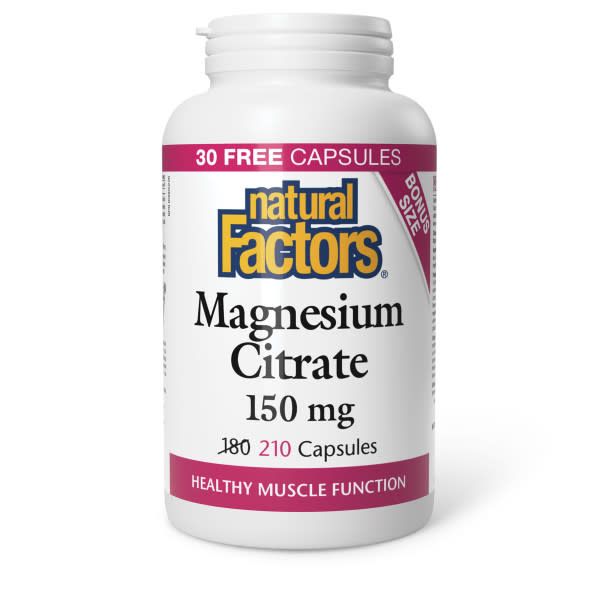 NATURAL FACTORS MAGNESIUM CITRATE 150MG 210 CAPS (BONUS SIZE)