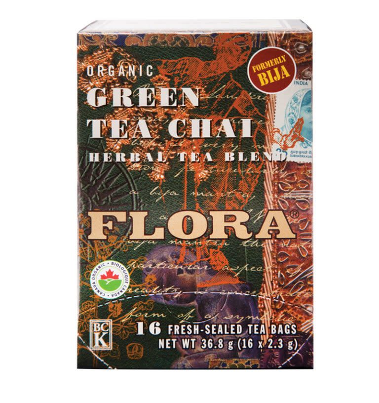 FLORA ORGANIC GREEN TEA CHAI HERBAL TEA 16 BAGS