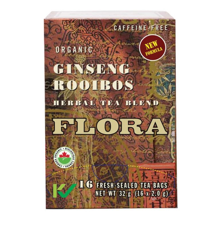 FLORA ORGANIC GINSENG ROOIBOS HERBAL TEA 16 BAGS
