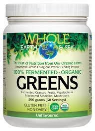 WHOLE EARTH &amp; SEA FERMENTED GREENS ORGANIC UNFLAVOURED 390G