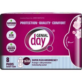 GENIAL DAY HEAVY FLOW PADS 8CT