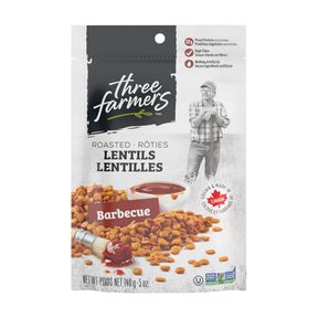 THREE FARMERS CRUNCHY LENTIL SNACK: BBQ 140GR